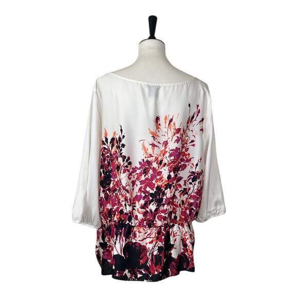 Ann Taylor New Top Wide Neck Peplum Cream Black Pink Floral Women’s Size XL - Picture 4 of 11